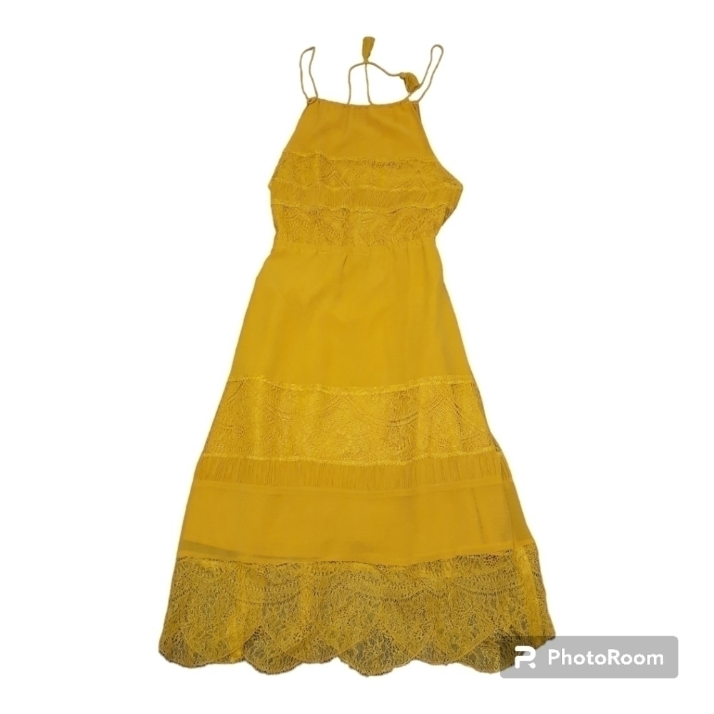 Cupcakes and Cashmere Tamika Mustard Yellow Revolve Boho Summer Dress (XS)